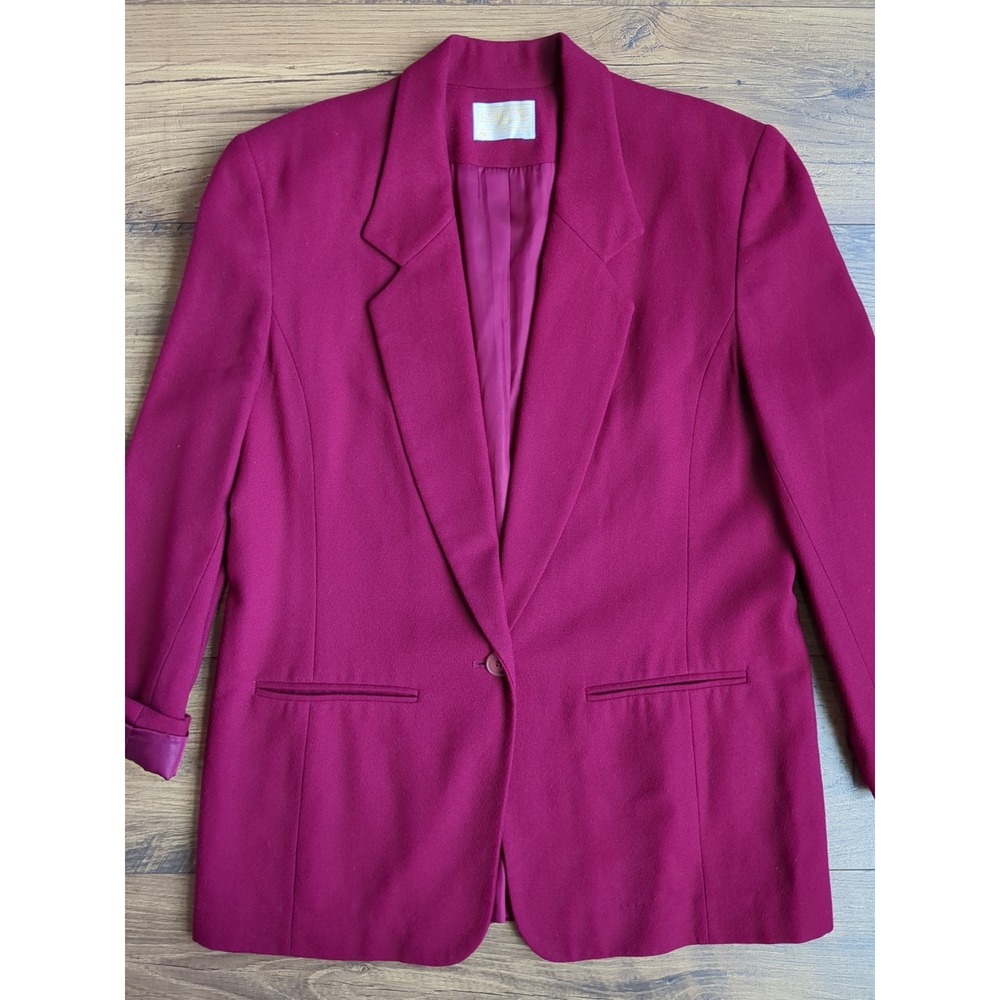 VTG Pendleton Womens Sz 10‎ Single Button Deep Red Blazer Made In USA
